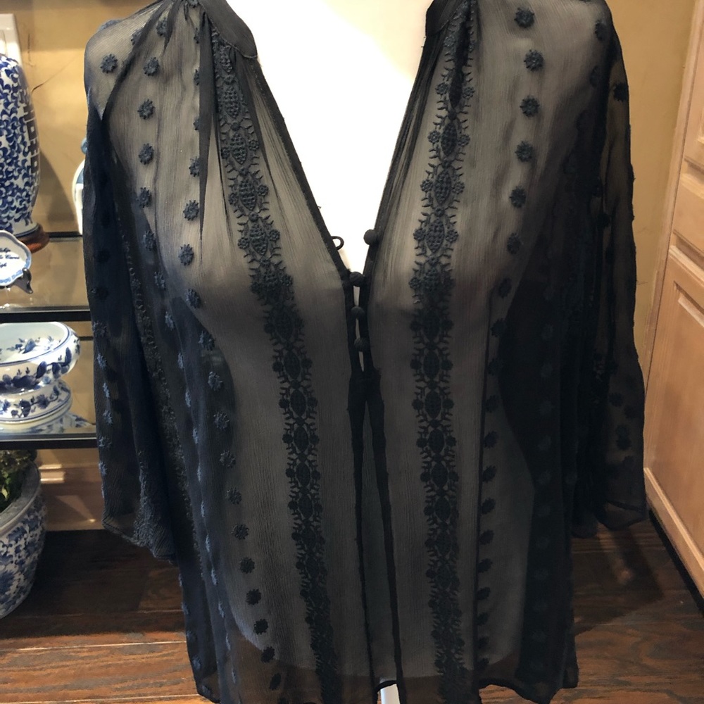 Sheer black top by Zoa NY in small